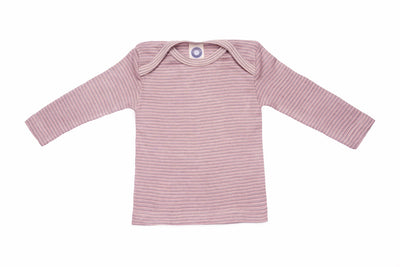 Cosilana T-shirt manches longues laine/soie rose/gris/naturel rayé