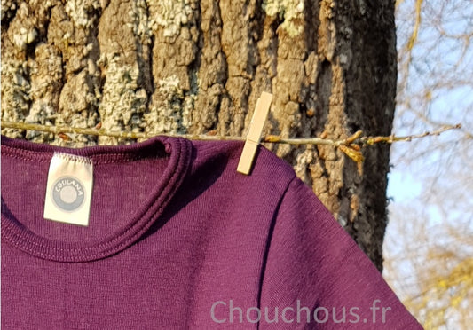 Cosilana T-shirt Enfant manches courtes violet - laine/soie