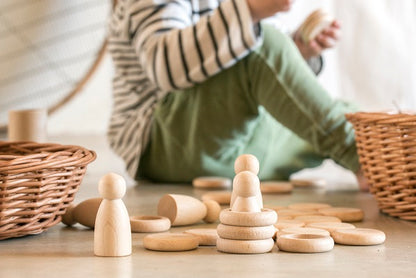 Ensemble de Nins, anneaux et pièces en bois naturel Grapat