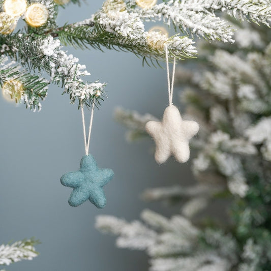 Suspension de Noël en feutrine de laine Etoile Blanche