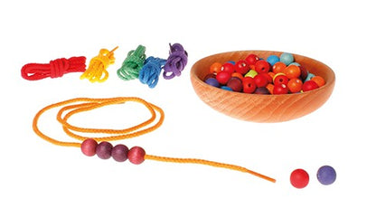 Fils colorés pour activité enfilage perles GRIMMS