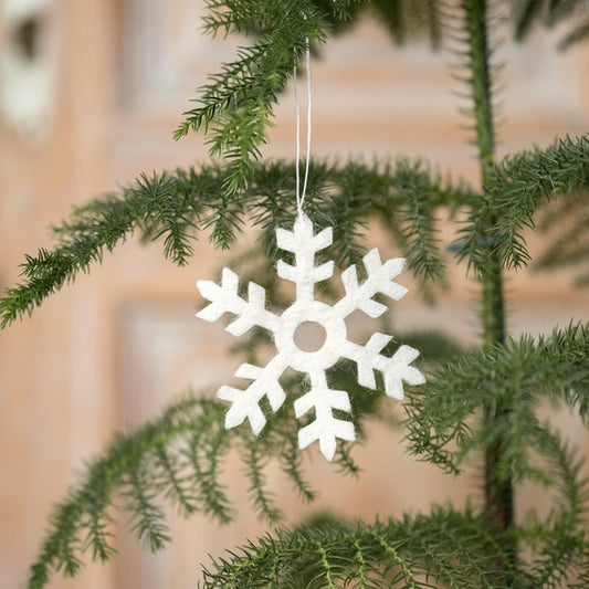 Suspension de Noël en feutrine de laine Flocon de neige - Lot de 10