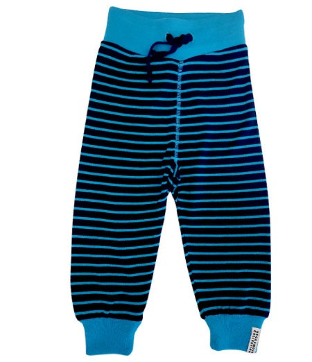 Pantalon en laine Marine/Turquoise rayé Geggamoja