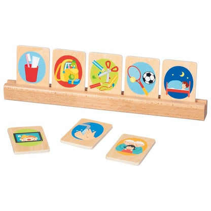 GOKI Cartes routines pour enfant, se repérer dans le temps - 22 cartes en bois