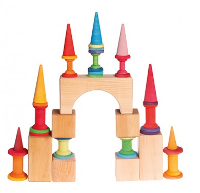 Grand jeu de bobines en bois à enfiler Grimm's