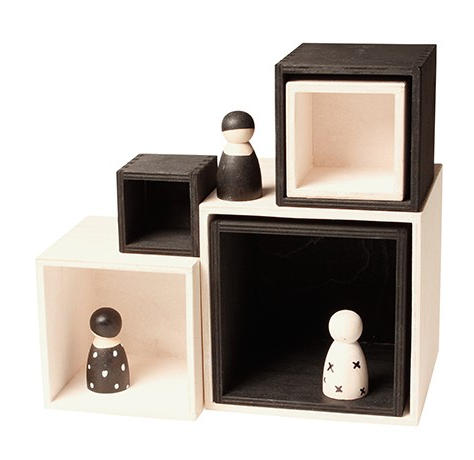 Grands cubes à empiler Monochrome Grimm's