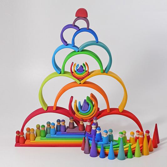 Pack Jouets libres Grimm's Grand arc-en-ciel + demi cercles + 12 amis