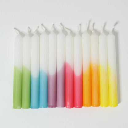 Grimm's Bougies de fête artisanales arc-en-ciel   - Lot de 12
