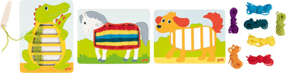 Goki Images à tisser en bois Crocodile, Chien, Cheval - Lot de 3