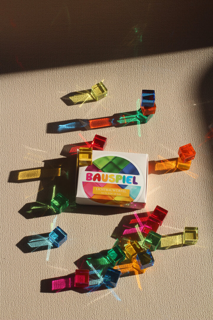 20 cubes translucides colorés Bauspiel