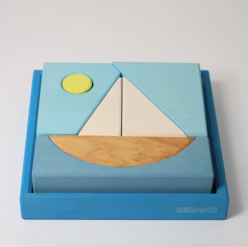 Jeu de construction puzzle Bateau bleu Grimm's