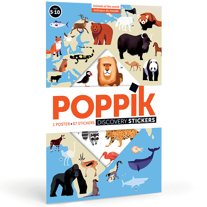 Poster géant + 67 stickers Animaux du monde Poppik