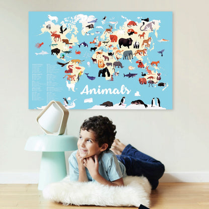 Poster géant + 67 stickers Animaux du monde Poppik
