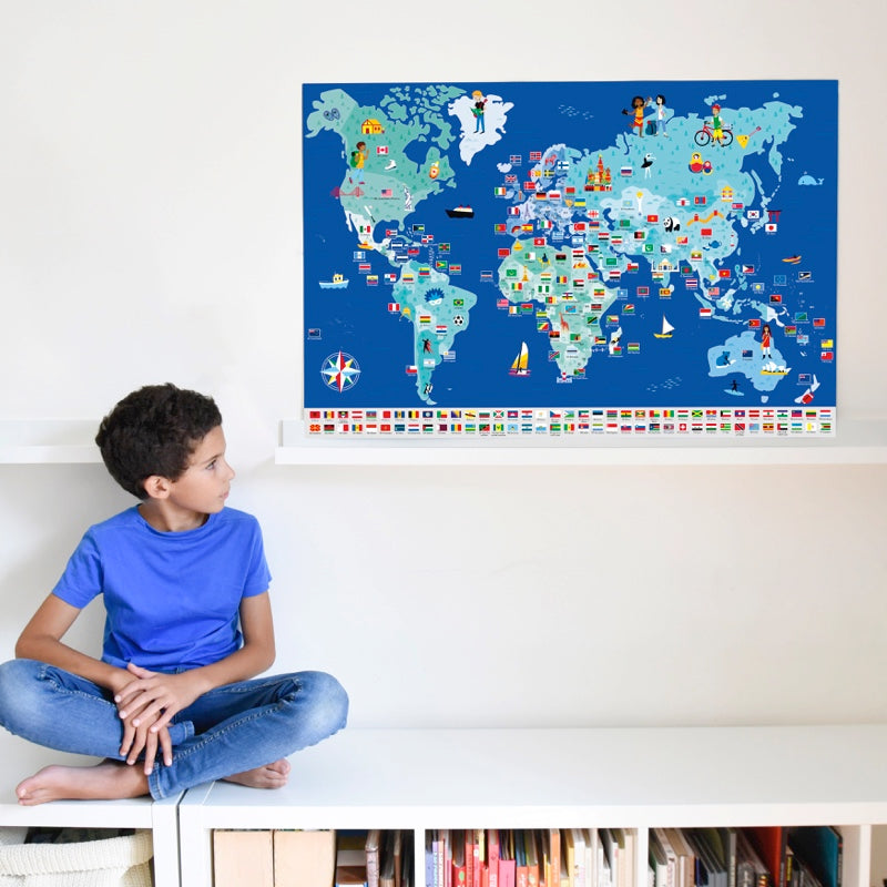 Poster géant + 200 stickers Drapeaux du monde Poppik