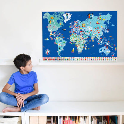 Poster géant + 200 stickers Drapeaux du monde Poppik