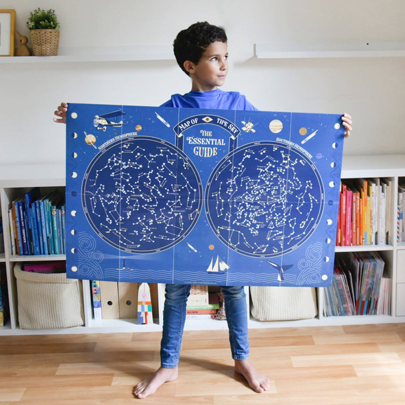Poster géant + 640 stickers phosphorescents Carte du ciel Poppik