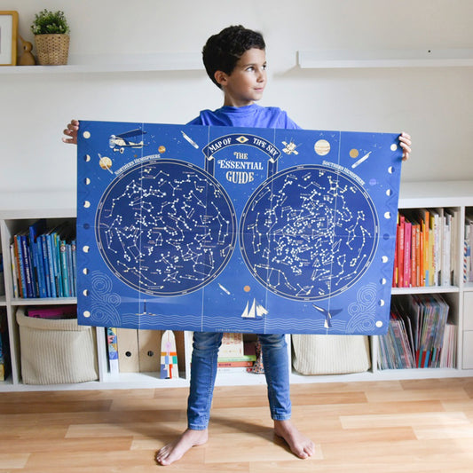 Poster géant + 640 stickers phosphorescents Carte du ciel Poppik