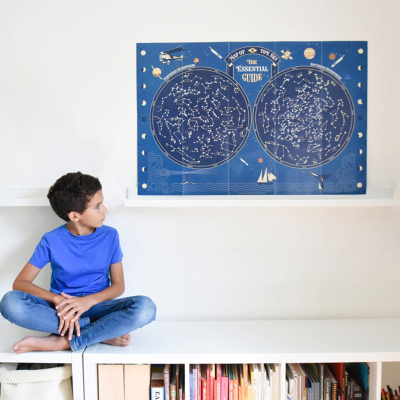 Poster géant + 640 stickers phosphorescents Carte du ciel Poppik