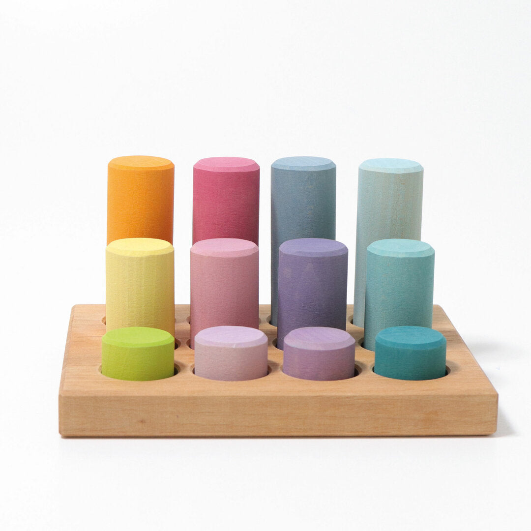 Tableau de tri et cylindres de construction Pastel Grimm's