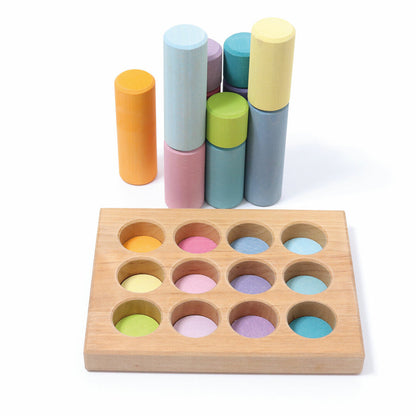 Tableau de tri et cylindres de construction Pastel Grimm's