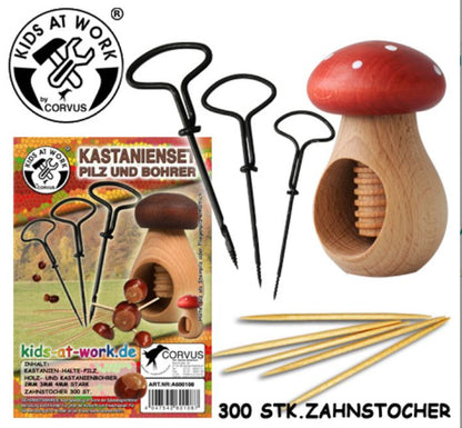 Kids at Work - Corvus Set de bricolage Champignon casse-noix rouge