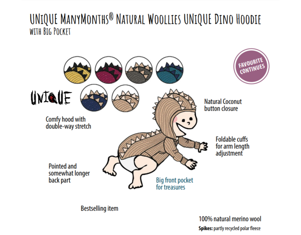 MANYMONTHS Pull à capuche DINO - coloris 2023