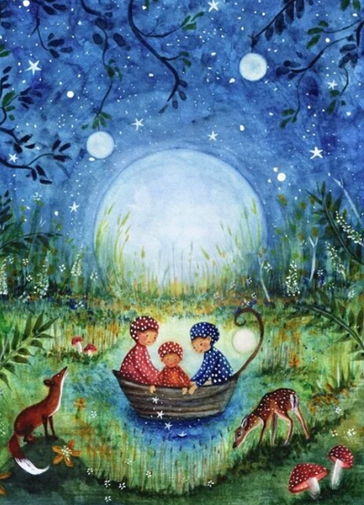 Carte postale Mushroom Children - Illustratrice Bijdehansje
