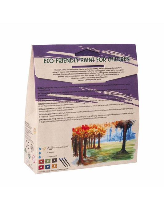 Natural Earth Paint Lot de peinture complet 6 couleurs + 3 pinceaux