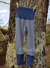 Cosilana Pantalon Bleu rayé - laine/soie