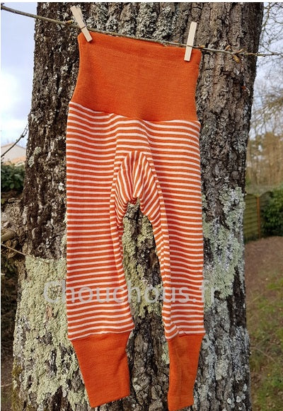 Cosilana Pantalon Orange rayé - laine/soie