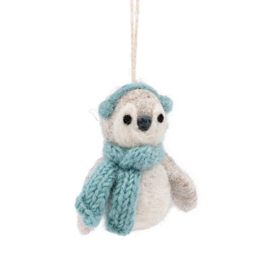 Suspension de Noël en feutrine de laine Penguin Bleu glace
