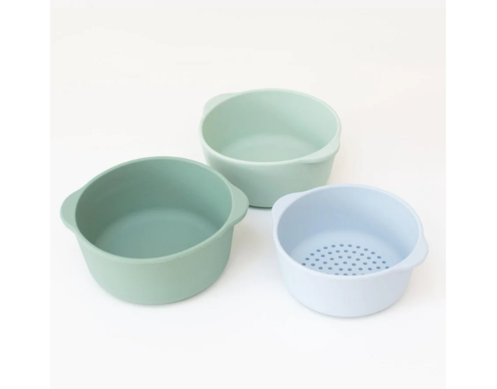 PlayTRAY Inspire My Play Lot de 3 bols Ton bleu/vert