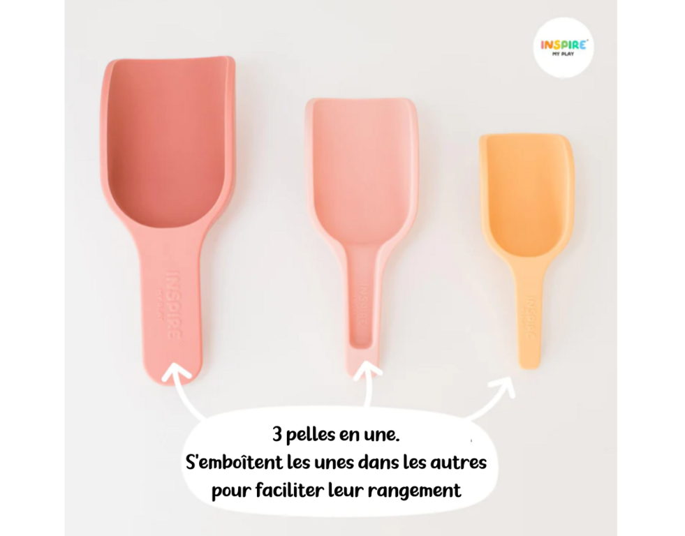 PlayTRAY Inspire My Play Lot de 3 Pelles Ton rouge/jaune