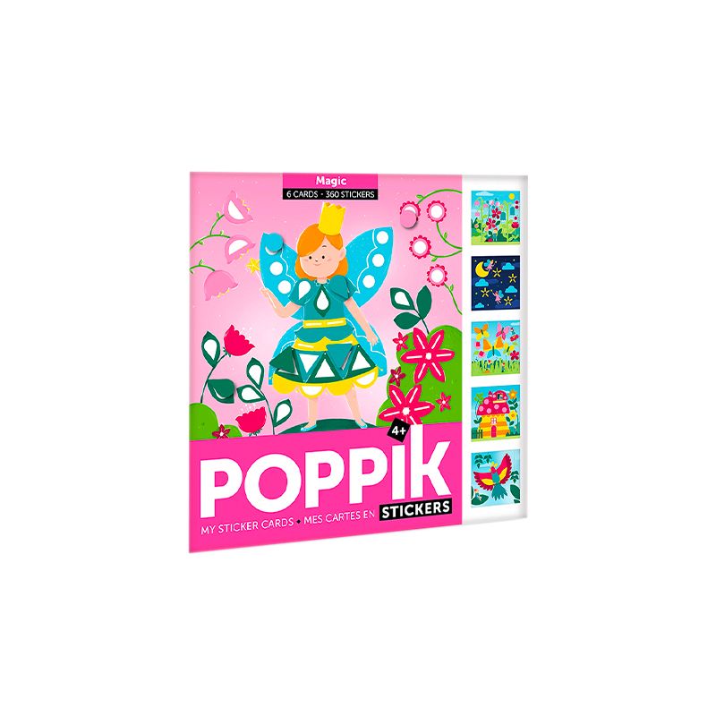 Poppik Mes cartes en stickers Magic - 6 cartes 360 stickers