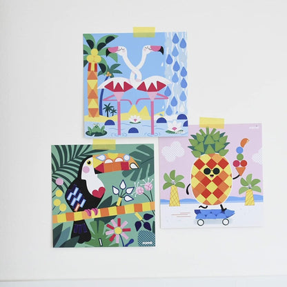 Poppik Mes cartes en stickers Tropical - 6 cartes 360 stickers