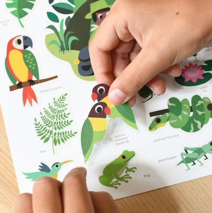 Poppik Mini Poster La jungle + 22 autocollants repositionnables 3-8 ans