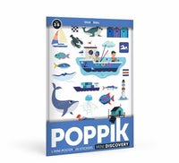 Poppik Mini Poster La mer + 26 autocollants repositionnables 3-8 ans