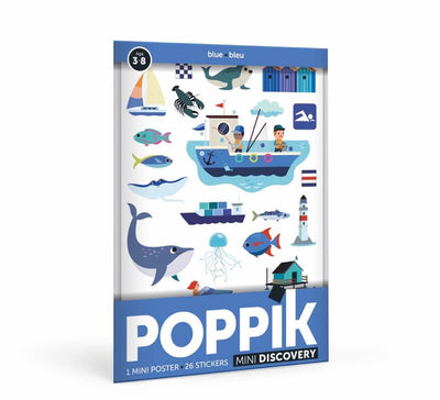Poppik Mini Poster La mer + 26 autocollants repositionnables 3-8 ans