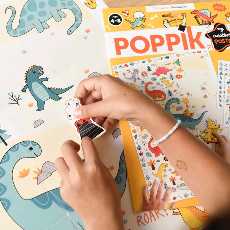 Poppik Poster Créatif Dinosaures + 150 Autocollants