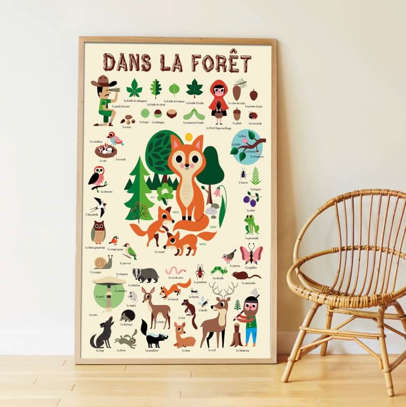 Poster géant + 60 stickers Dans la forêt Poppik