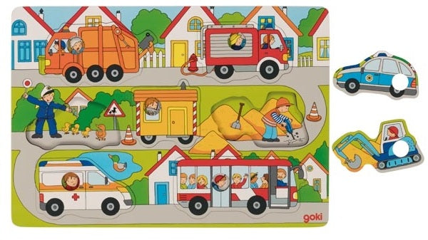Puzzle cache-cache véhicules Goki