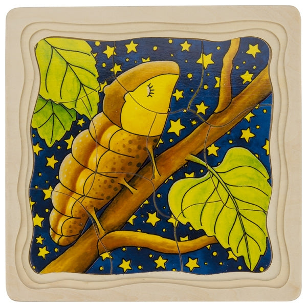 Puzzle en bois la chenille Goki - 4 couches