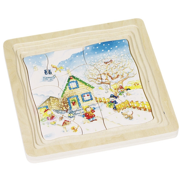 Puzzle en bois Les 4 saisons - 4 couches GOKI