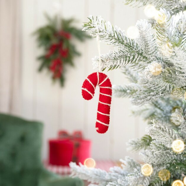Suspension de Noël en laine de feutrine Sucre d'orge Rouge