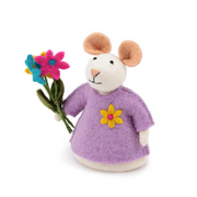 Souris de décoration avec Fleurs en feutrine de laine - Sjaal met Verhaal