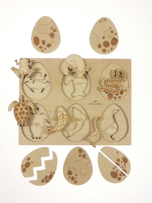 Stuka Puka puzzle en bois Animaux Ovipares