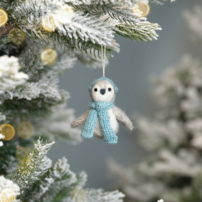 Suspension de Noël en feutrine de laine Penguin Bleu glace