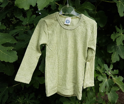 Cosilana T-shirt manches longues Enfant Vert clair - Laine/soie/coton bio