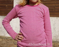 Cosilana T-shirt manches longues Enfant Rose rayé - Laine/soie